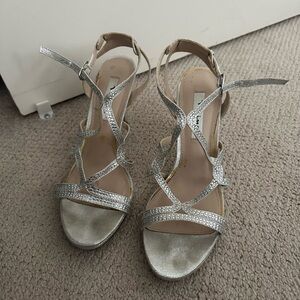 Nina Silver Strappy Heels for Elegant Occasions